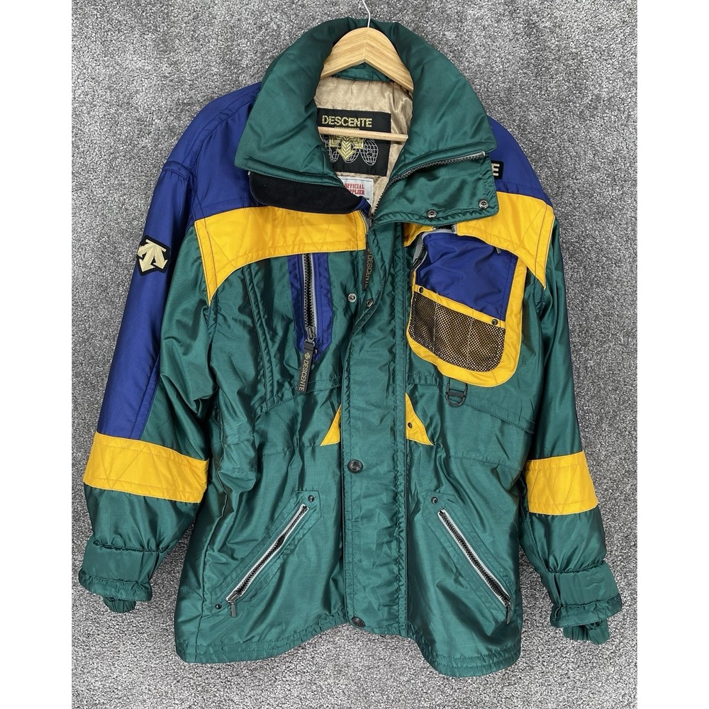 Vintage 90s Descente Canada Ski Team Jacket Multi Pocket Colorblock Men's XL